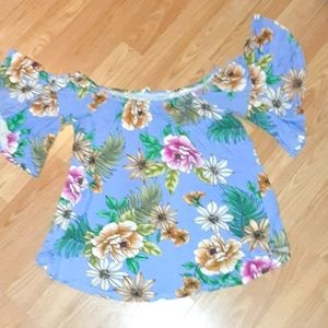 Luna Women's Lavender Floral off the shoulder Shirt